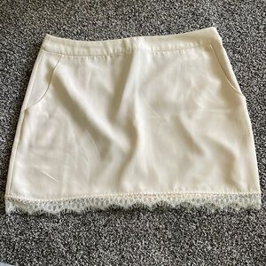 Cream Mini Skirt with Lace detail